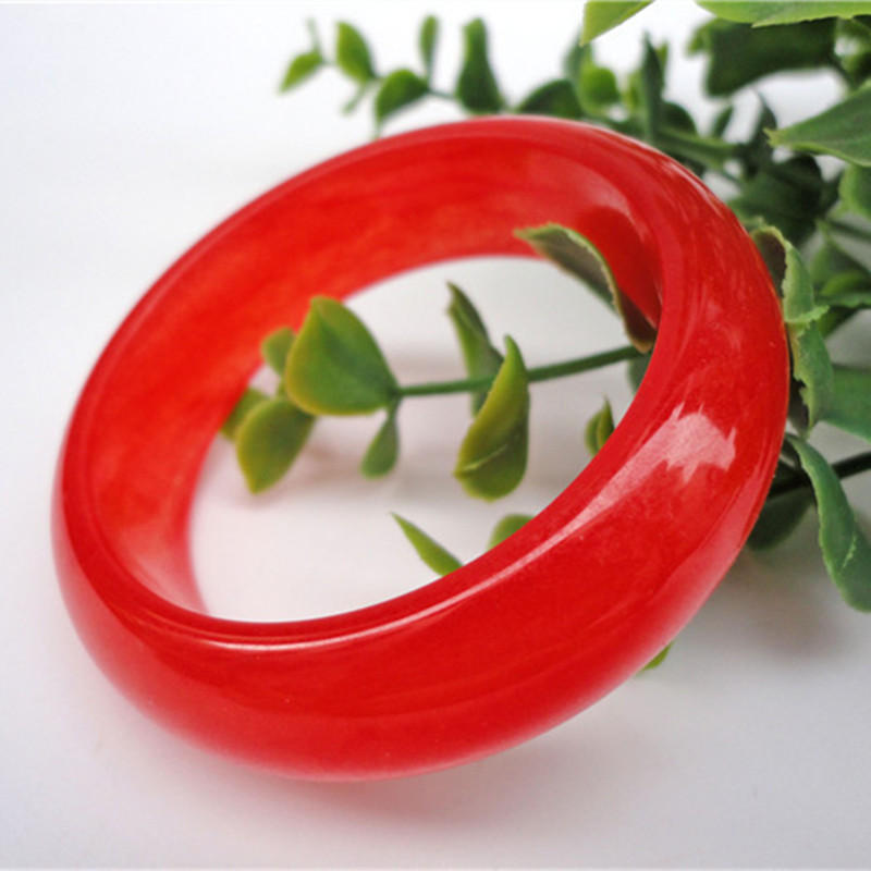 新疆戈壁玉 金丝玉手镯 石英岩玉女款玉石镯子鲜红色批发