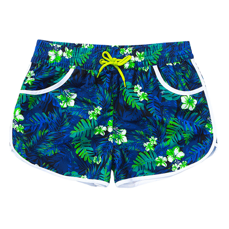 沙滩裤情侣游泳短裤速干弹力大花裤衩海边度假温泉裤女士厂家直销