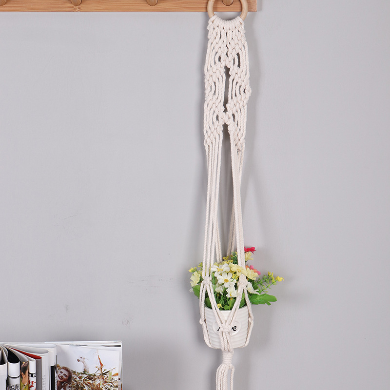 Hand-Woven Net Bag Flower Pot Wall-Mounted Hanging Bag Hanging Basket Decorative Plant Hanging Bag