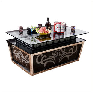简约茶几酒吧会所ktv茶几发光桌 新款不锈钢钢化玻璃发光茶几家具