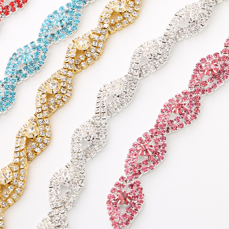 日韩时尚首饰简约满钻水晶几何菱形交叉镂空手链手镯手饰女士饰品