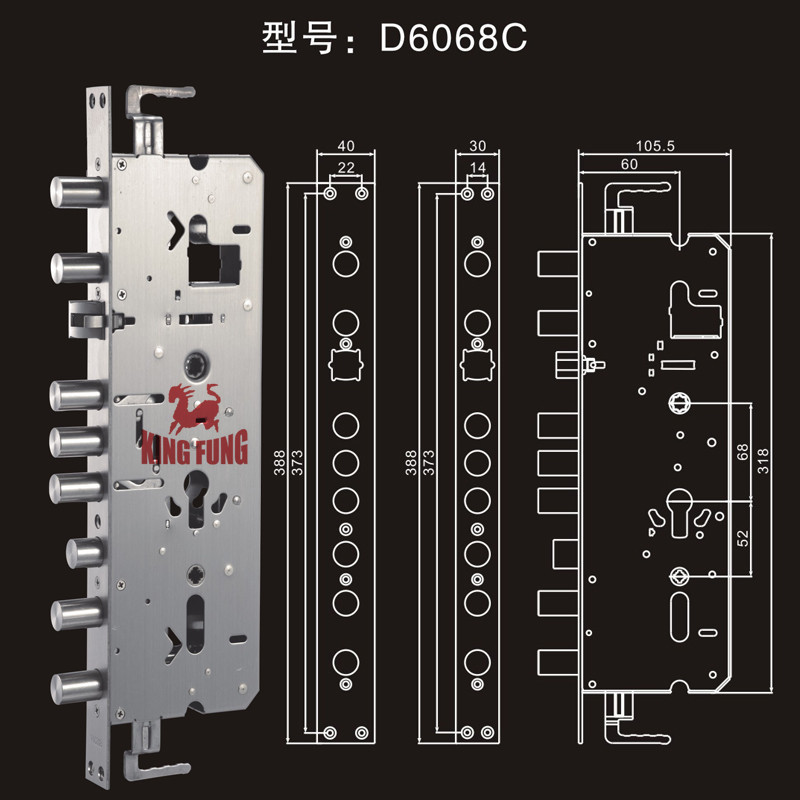 6068电解板外壳 不锈钢圆柱大霸王40*388指纹密码锁通用锁体