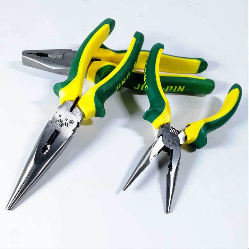 厂家直销精铭扬钢丝钳尖嘴钳子斜嘴水口钳6寸8寸双色蛤蟆柄老虎钳