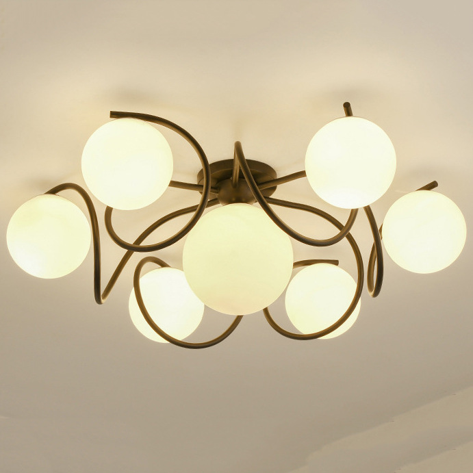 北欧卧室吸顶饰 美式铁艺灯创意客厅灯餐厅led吸顶灯简约书房吊灯