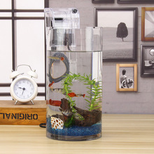 金鱼缸玻璃水族箱小型创意生态圆形圆柱大号乌龟缸造景培装饰