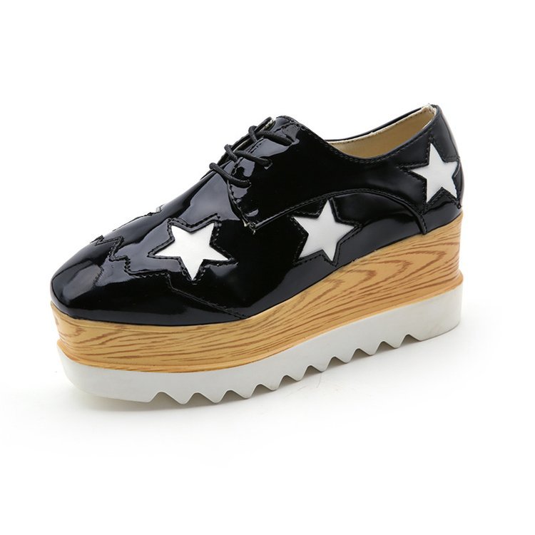 星星松糕鞋女厚底女鞋春季2018新款韩版时尚坡跟休闲平底单鞋英伦