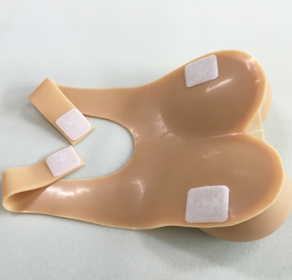 肩带款无皮连体义乳 伪娘cd变装皮肤胶义乳 男扮女装假胸假乳房