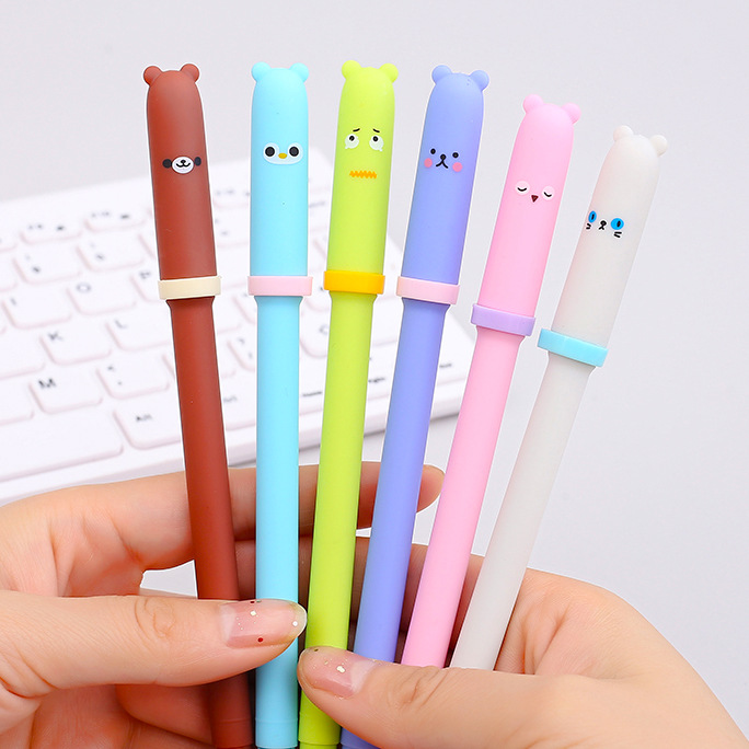 韩国创意动物表情笔帽中性笔 学生书写签字笔黑芯 办公文具用品