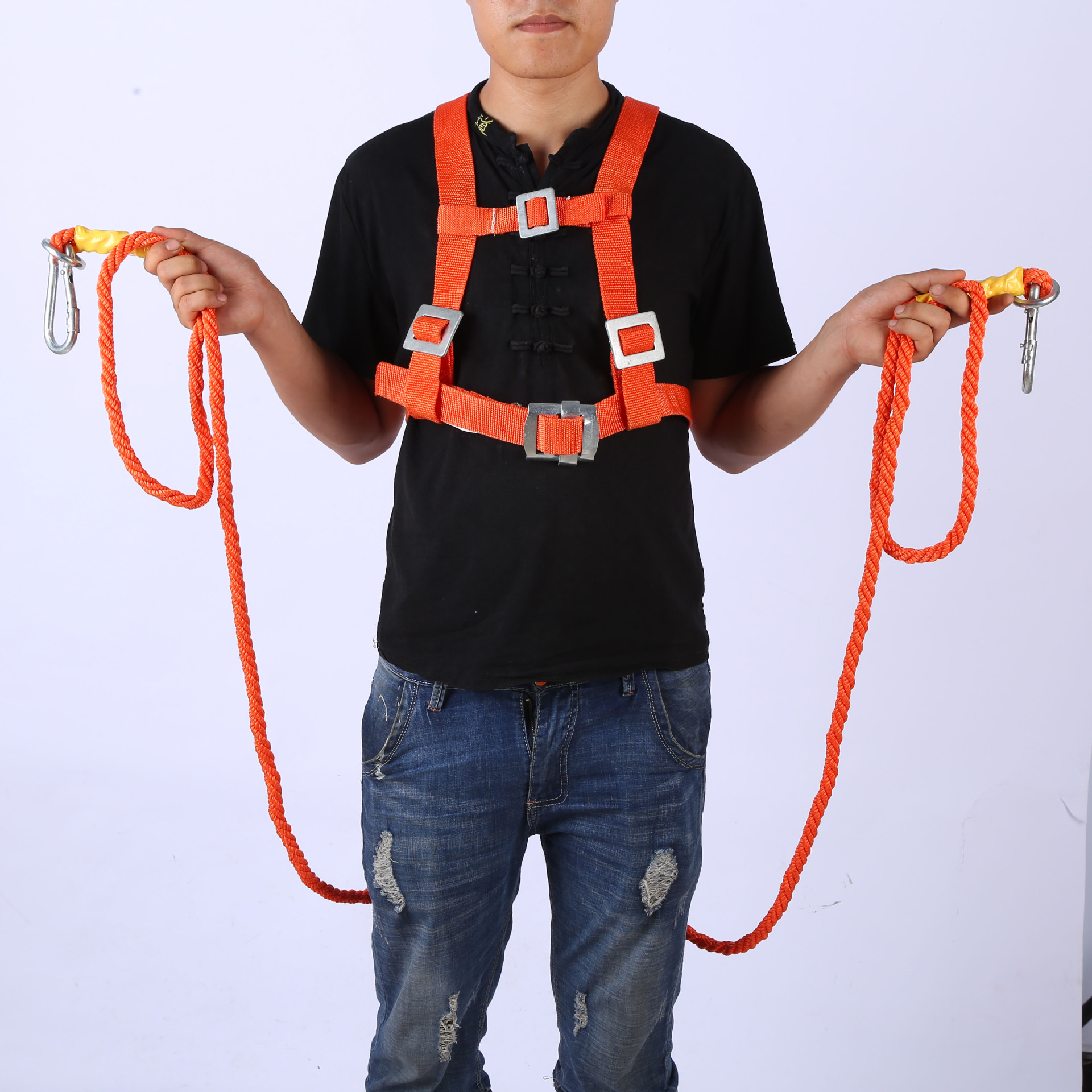 悬挂式安全带双背双挂钩半身式安全带 高空安全绳防坠落