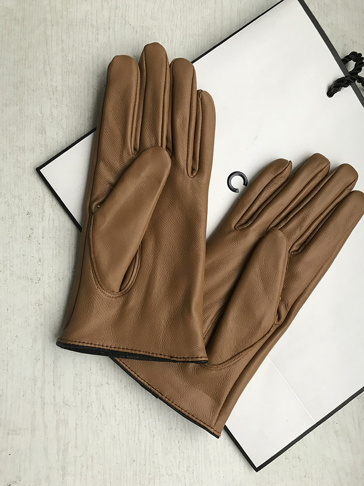 绵羊皮手套女士真皮棕色手套绒里冬季保暖一件代发纯羊皮欧美触屏