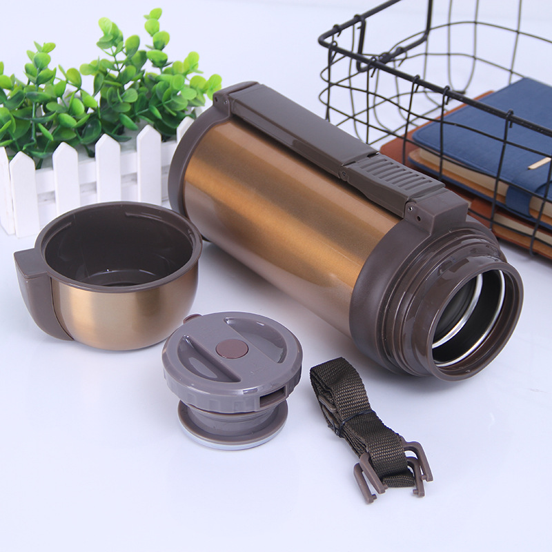 新款大容量不锈钢保温水壶户外旅行折叠手柄保温瓶可定制一件代发