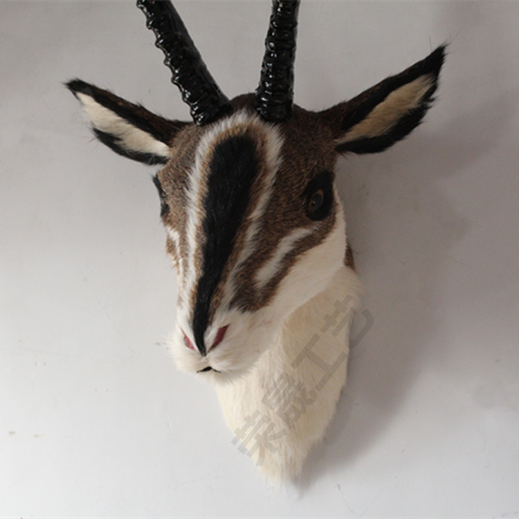 仿真皮毛动物藏羚羊头墙壁挂件饰品动物头模型工艺品镇宅招财道具