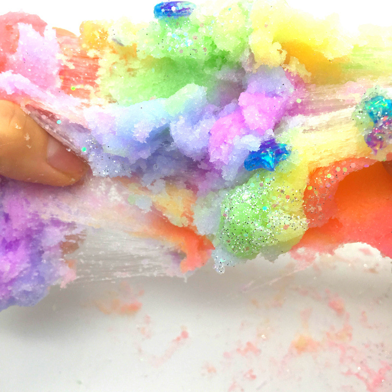 彩虹史莱姆蚕丝泥 仙气云朵泥 拉丝cloud slime玩具泥