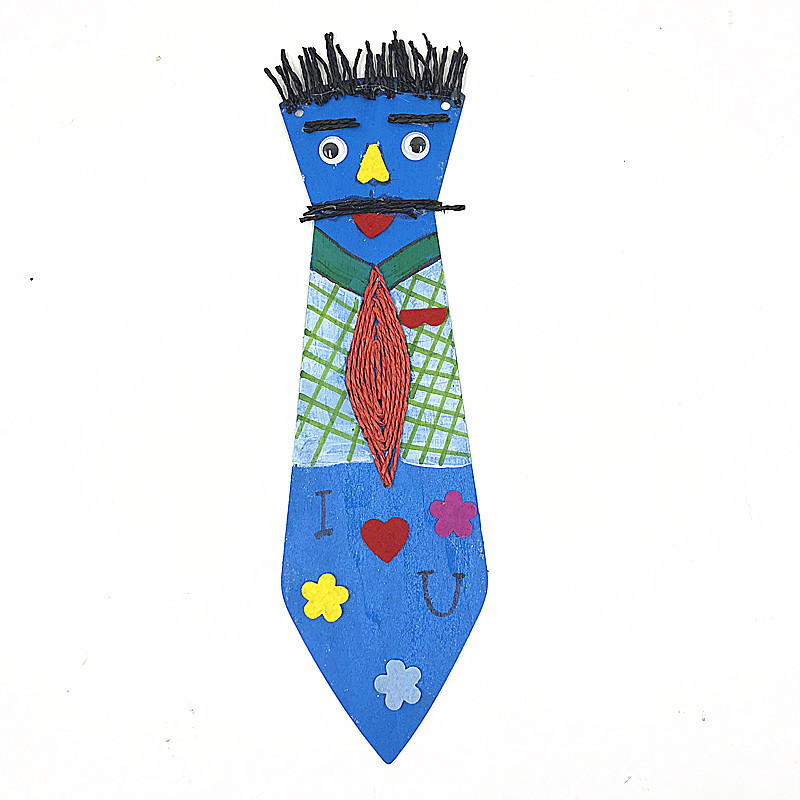 父亲节领带diy制作白坯纸质彩绘画送爸爸幼儿园创意儿童手工材料