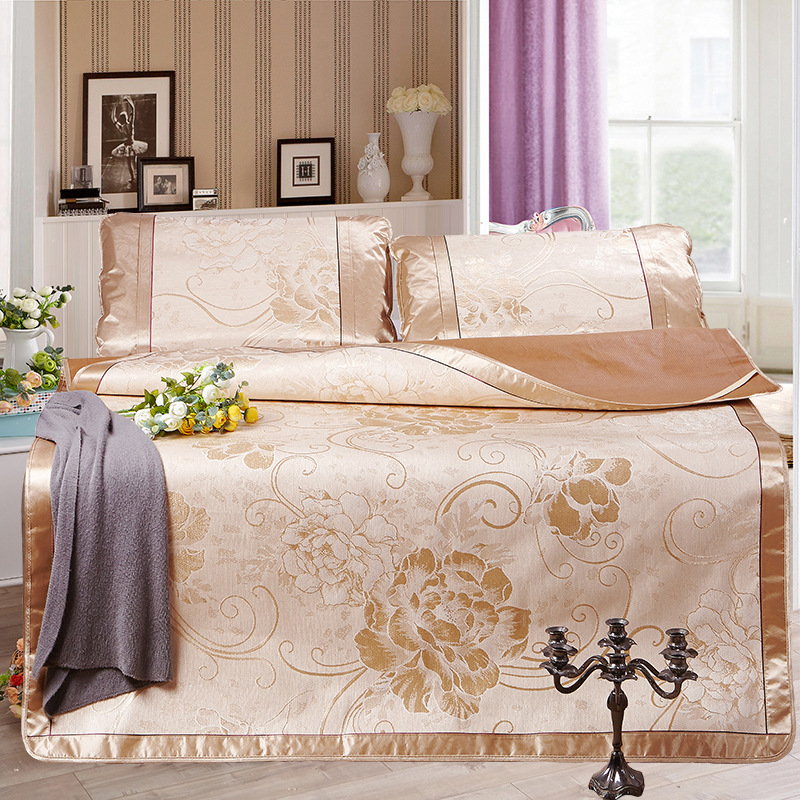 凉席冰丝席三件套1.5米1米8台州厂家直销学生席展会地摊一件代发