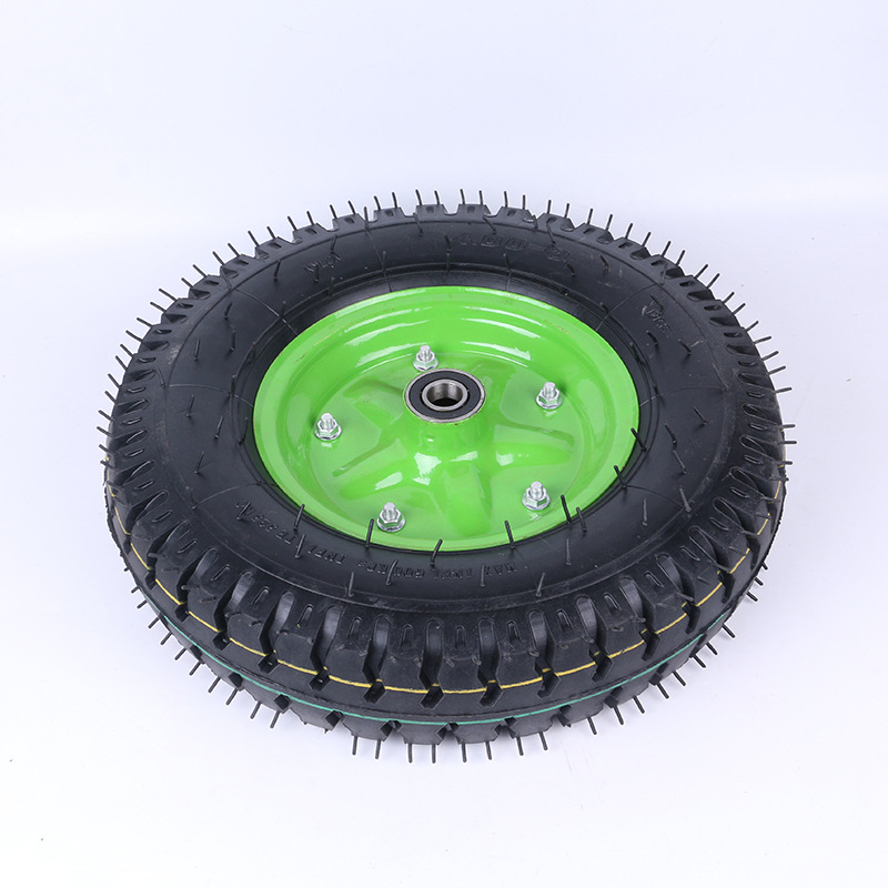 热销推荐充气脚轮 400-8手推车充气轮胎 防滑耐磨橡胶工业脚轮