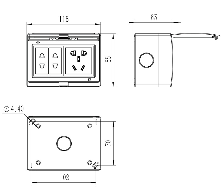厂家直销 防水插座 五孔加两位二插 户外防水插座 防雨插座