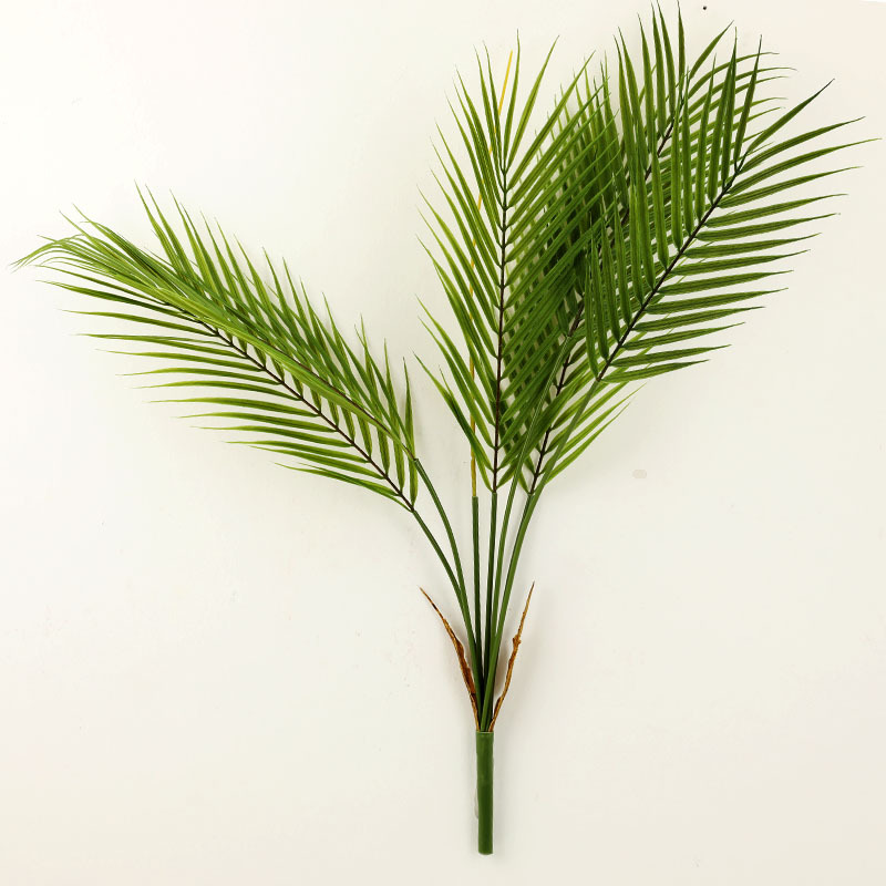 新款仿真植物手感胶片把束散尾叶 把束棕榈葵叶园林绿色植物批发