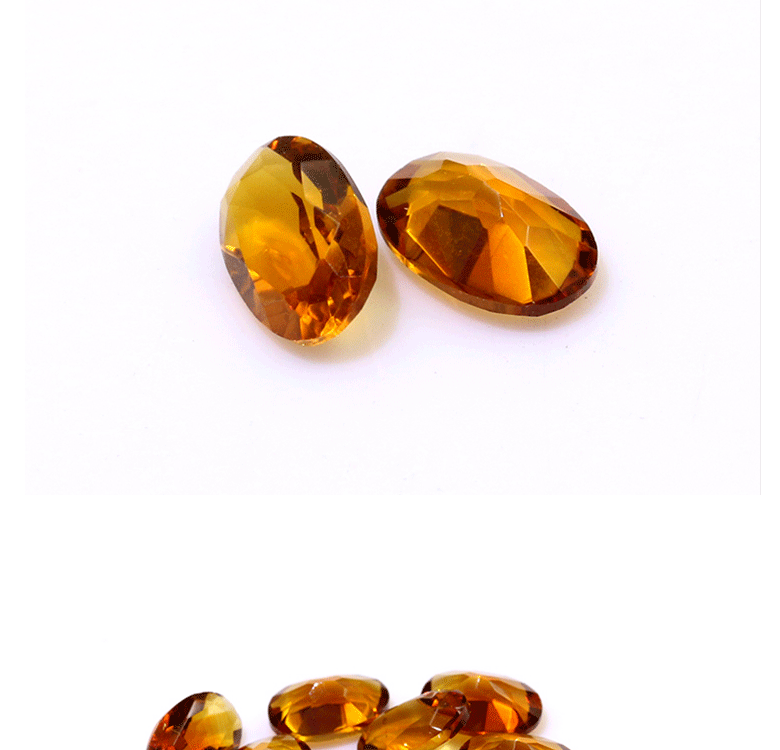 广西梧州人工宝石天然黄晶椭圆形 深色 切割工艺黄水晶裸石批发