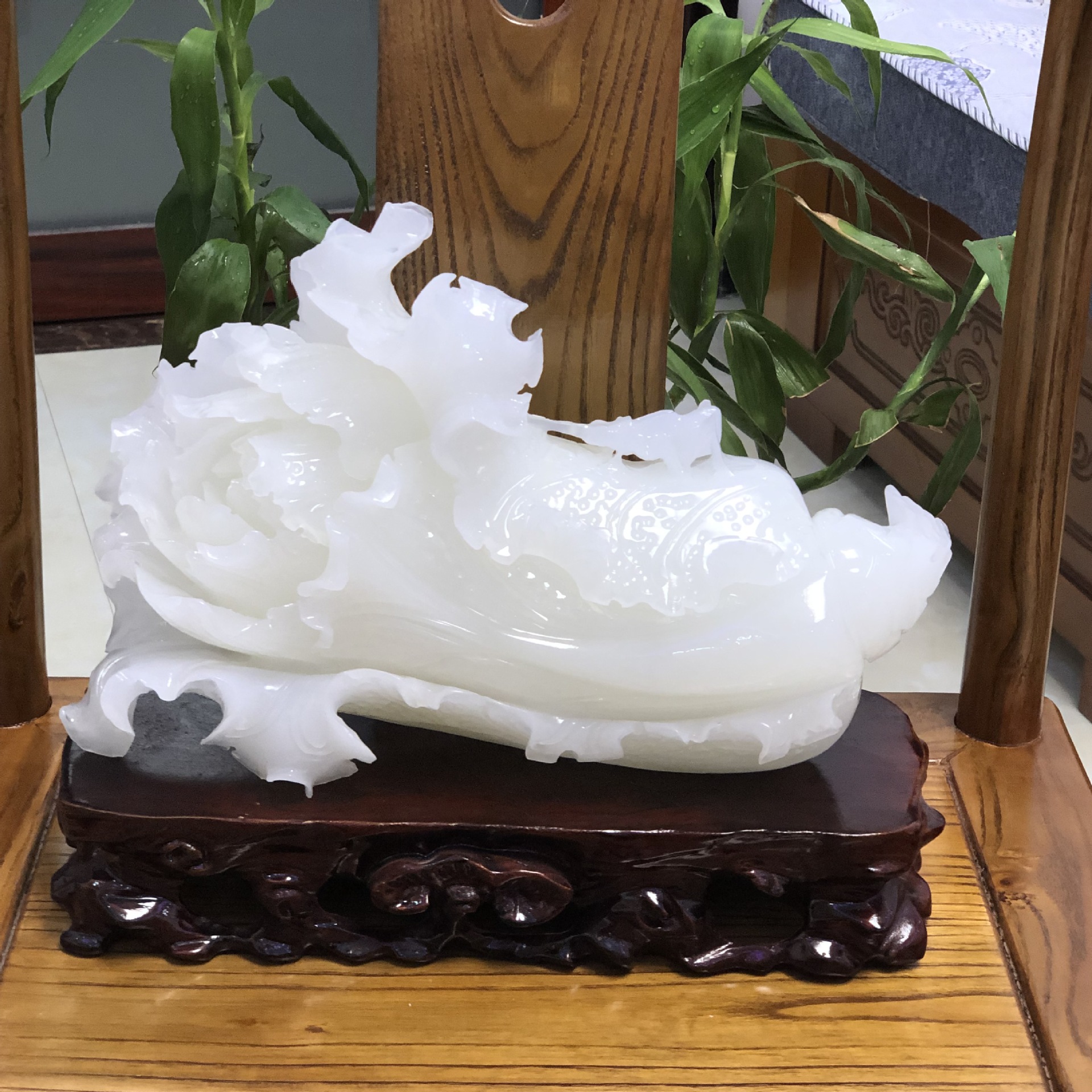 天然真玉阿富汗白玉白菜摆件佰财聚来送礼大摆件送老师朋友礼品