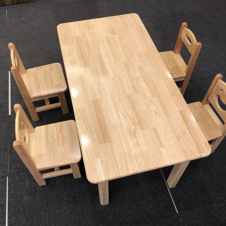 厂家批发幼儿园儿童松木课桌椅柜樟子松木质桌子长方形学生桌椅子