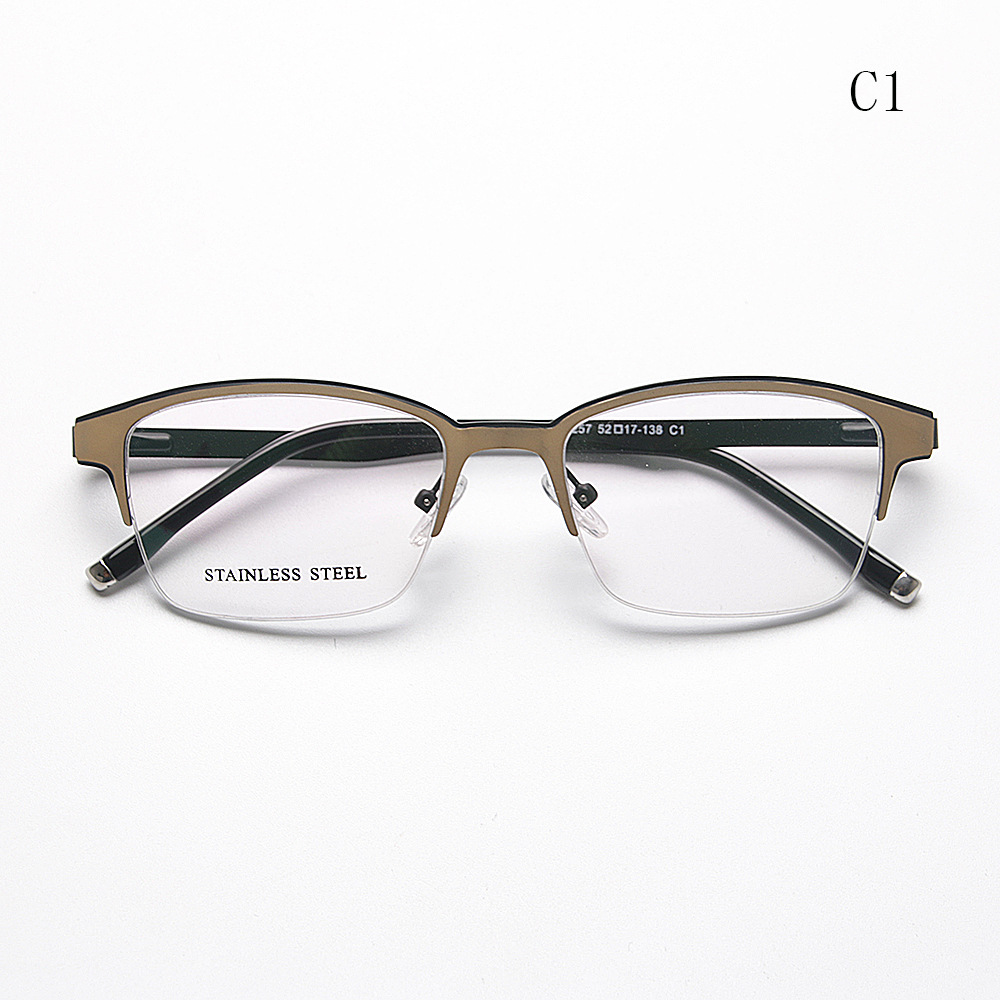 睛典新款钢片男款半框眼镜架近视眼可配防蓝光s8257