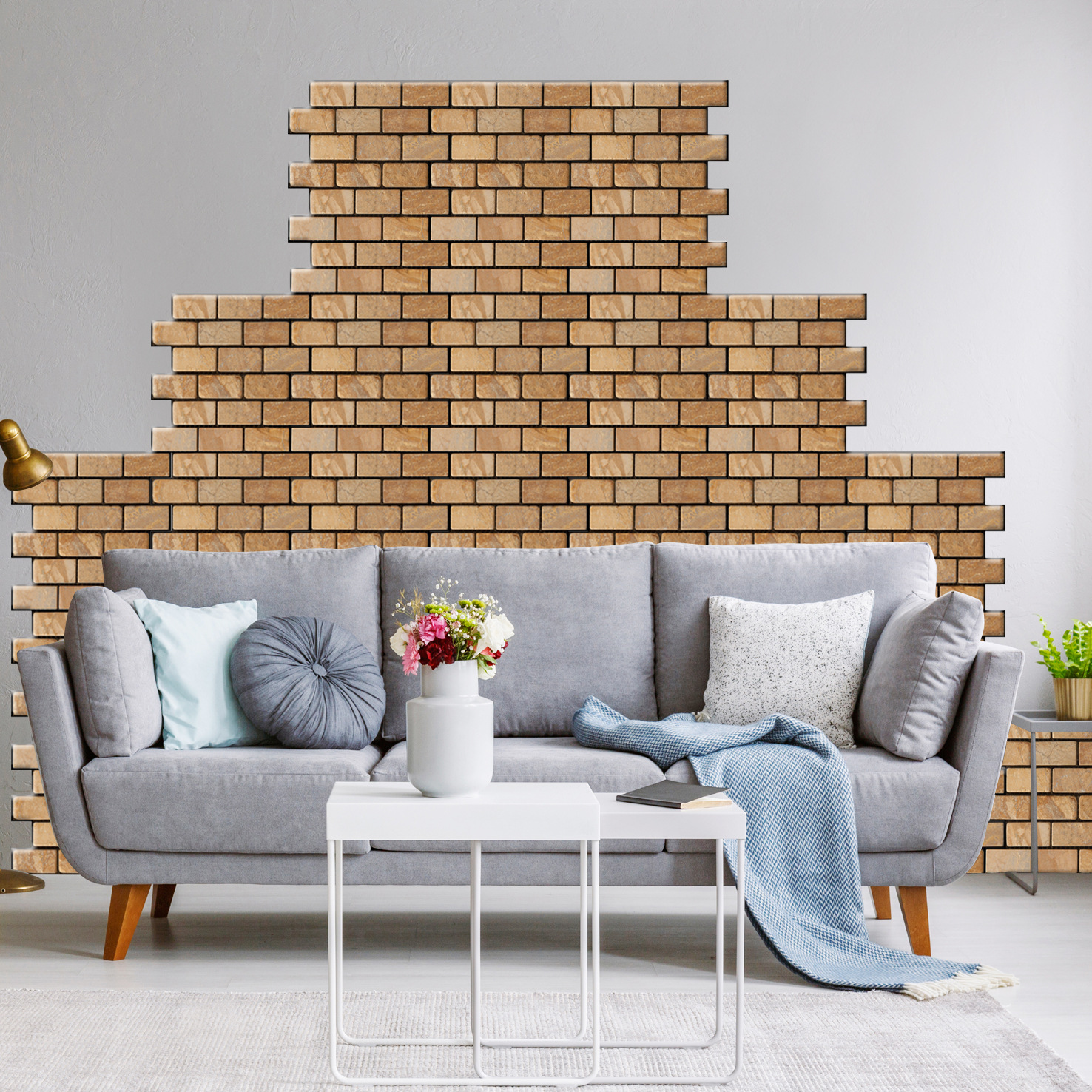 宏彦3d立体仿真砖纹贴pvc 楼梯间墙角玄关防污拼接瓷砖贴厂家直销