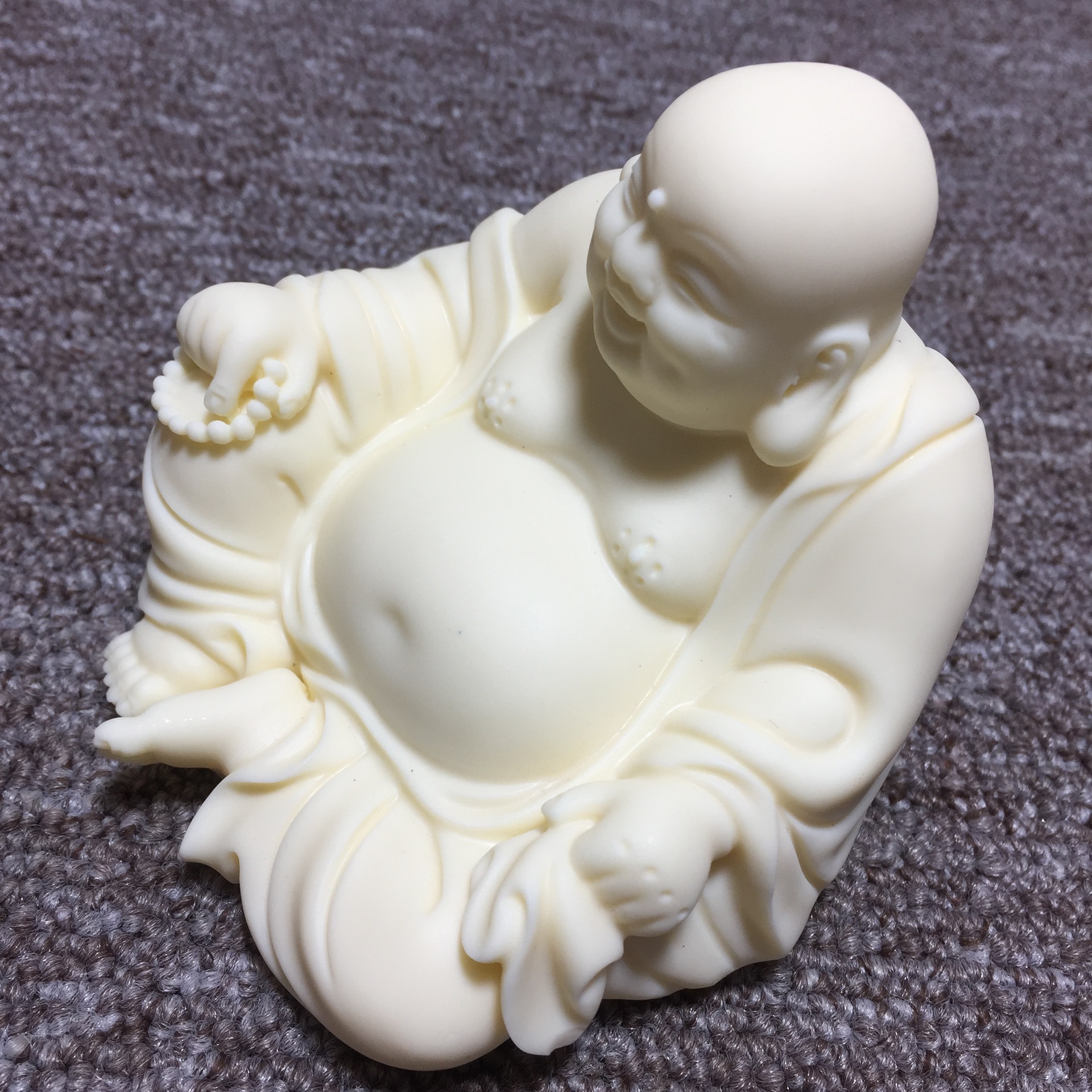 商海 象牙果雕刻弥勒佛神像摆件9*9*7.5cm车载桌面工艺品 礼盒装