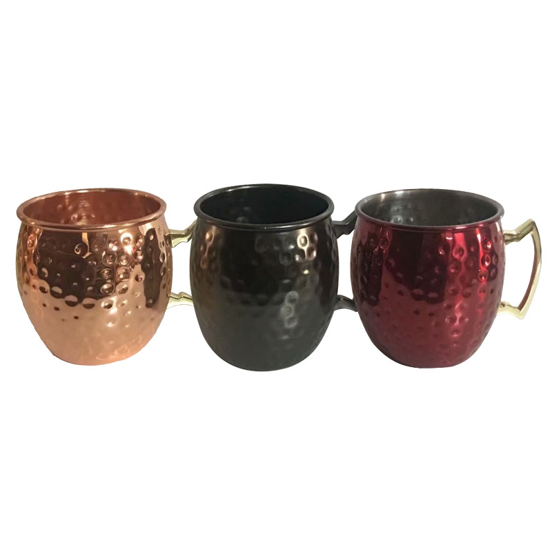 550ml Moscow Mule Cup 304 Stainless Steel Hammer Point Drum Cup Bar Large Capacity Beer Mug Wholesale