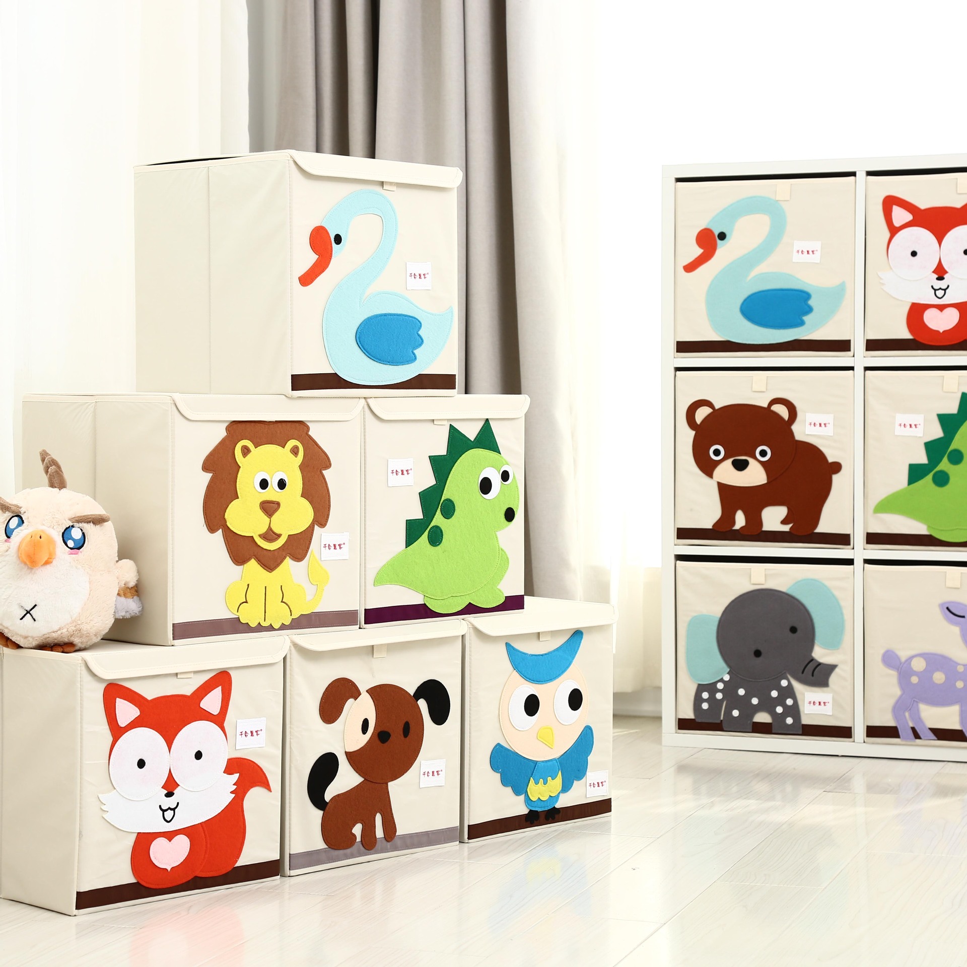 儿童卡通收纳箱可折叠整理箱牛津布宝宝用大储物箱玩具收纳盒带盖