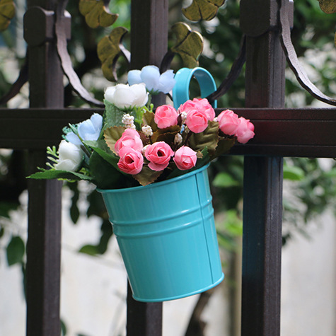 Non-Removable Hook Flower Bucket Flower Device Succulent Iron Hanging Bucket Decoration Home Flower Pot Artificial Flower Hook Bucket