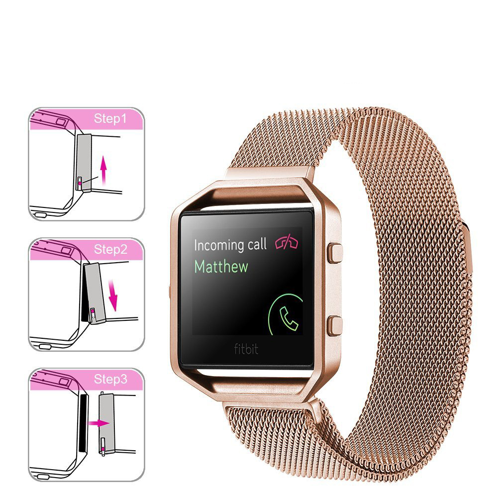 fitbit blaze运动智能手环米兰尼斯链式表带表框多色磁吸男女款