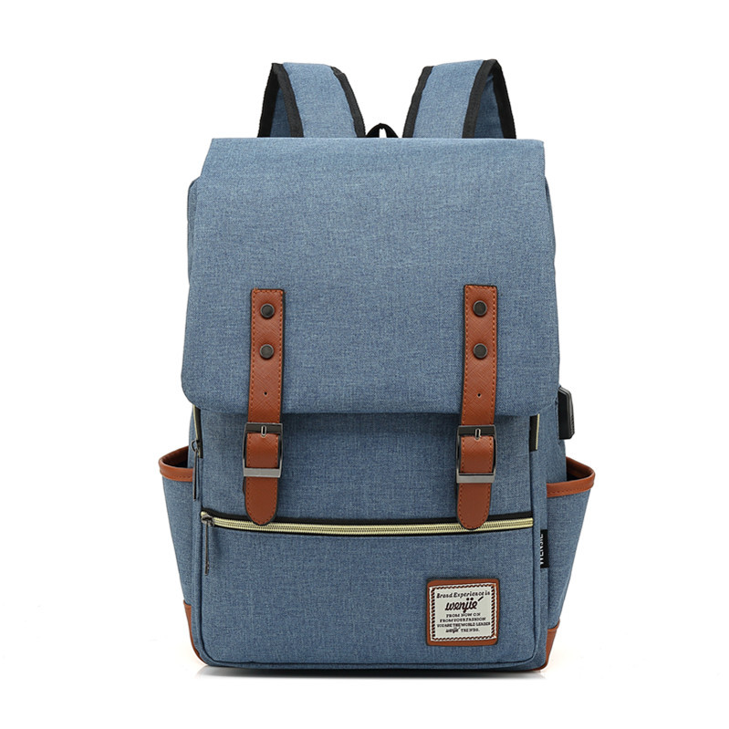 Foreign Trade New USB Personality Retro Men's and Women's Outdoor Canvas Large Travel Backpack Fashion Backpack Wholesale One Piece