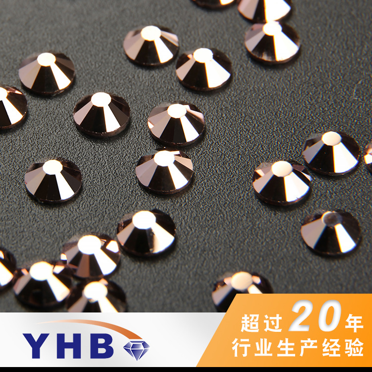 Yhb Factory Wholesale Swarovski Rhinestone Emulation round in Stock Crystal Rose Gold Nail Rhinestone-Sticking Glass Flat AB Colorful Diamond