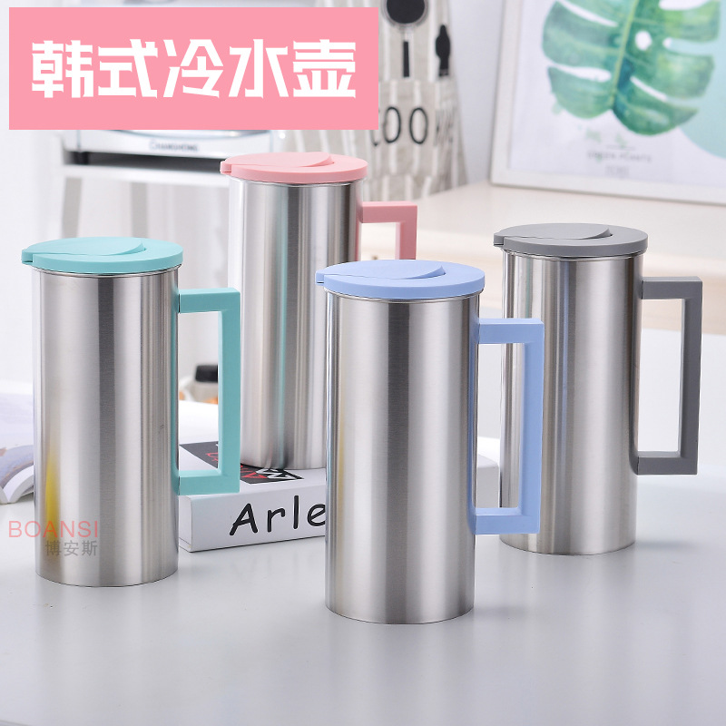 冷水壶韩式不锈钢大容量果汁饮料多用凉水壶咖啡杯水杯礼品1.8L