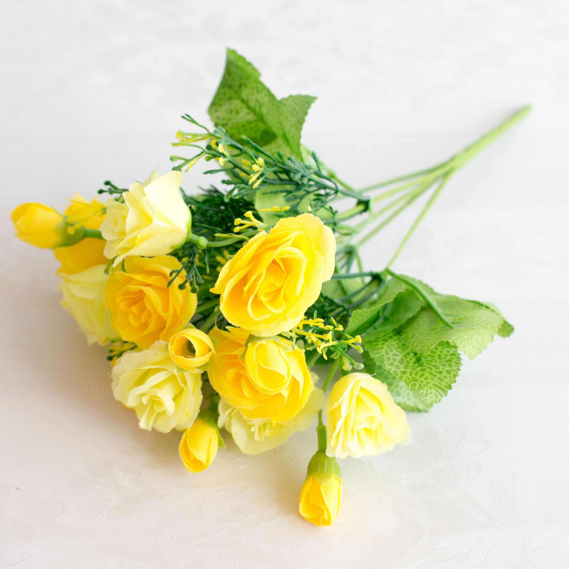 批发15头凤凰玫仿真小玫瑰花 客厅假花摆放装饰韩式把束绢花植物