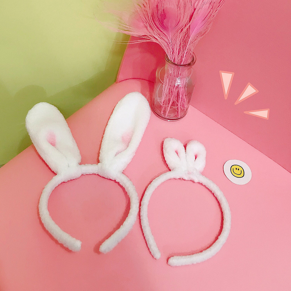 粉色少女心毛绒兔子耳朵发箍日系韩版软妹可爱头箍束发带装发饰女