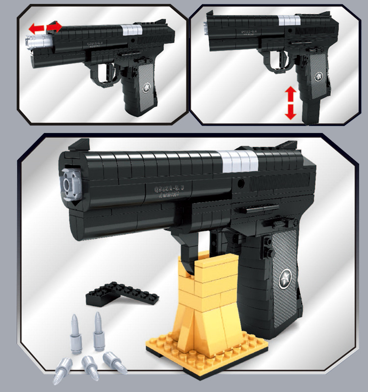 奥斯尼ausiniqsz92手枪22514儿童益智拼装积木327片 男孩玩具