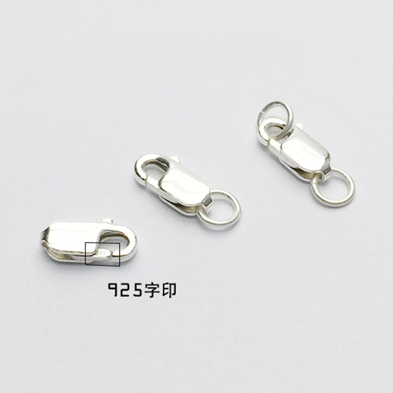 S925 Silver Square Lobster Buckle DIY Closed Ring Necklace Bracelet Elastic Ring Buckle Accessories Factory Wholesale