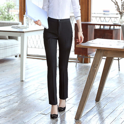 秋冬厚款女士西裤修身商务ol职业正装西装裤女大码中腰直筒长裤子