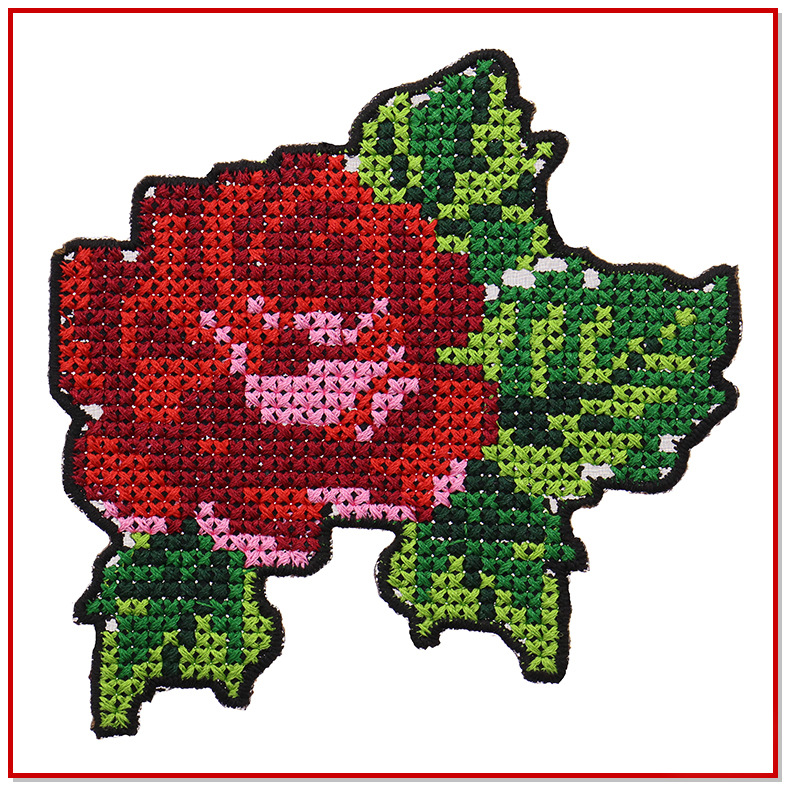 工十字绣布贴 精致复古民族风布贴 服装包包辅料 彩色绣花