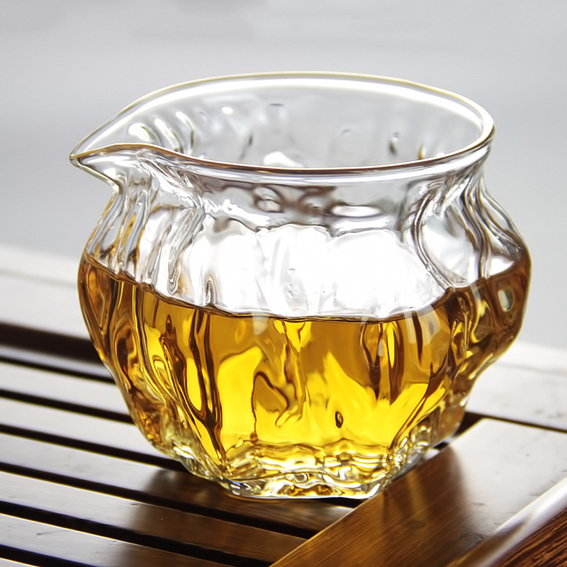 批发日式锤纹玻璃公道杯核桃纹水波纹公杯大号分茶器