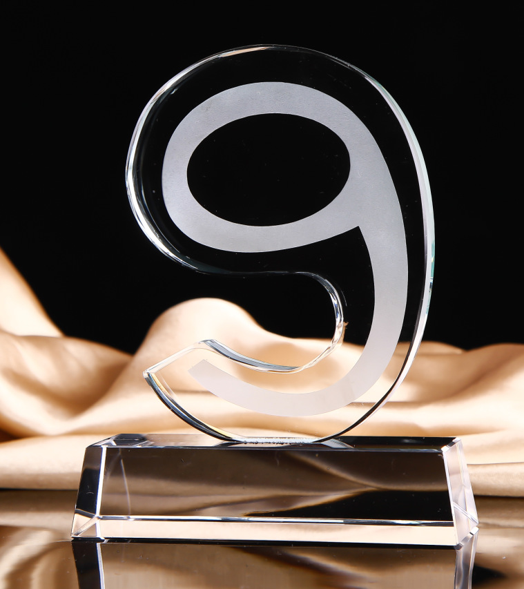 水晶数字奖杯奖牌 10周年十佳员工奖牌奖杯创意礼品公司定制奖杯