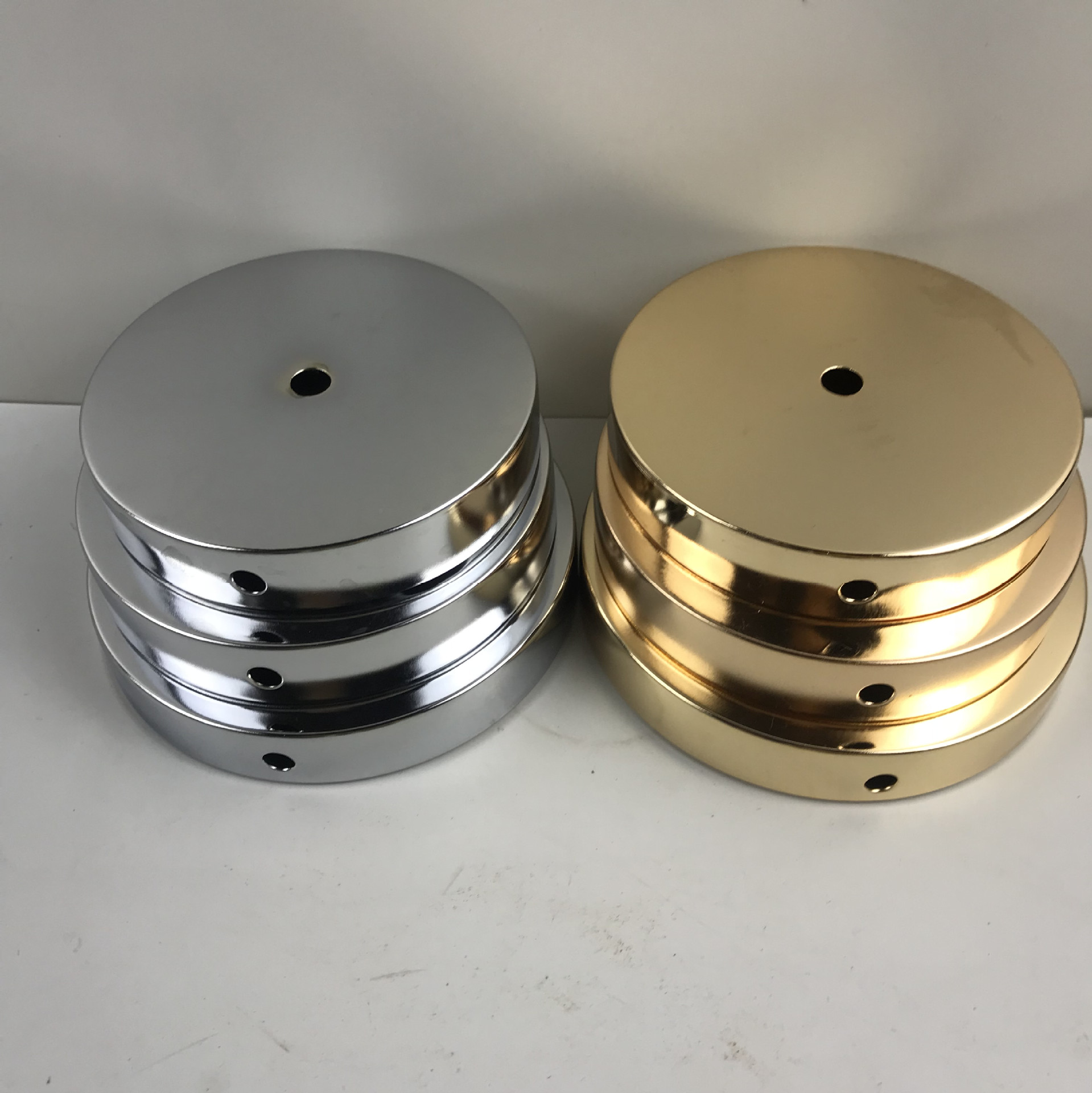 diy台灯底座配件铬色电镀五金底盘120金色折边盘130现货圆形140