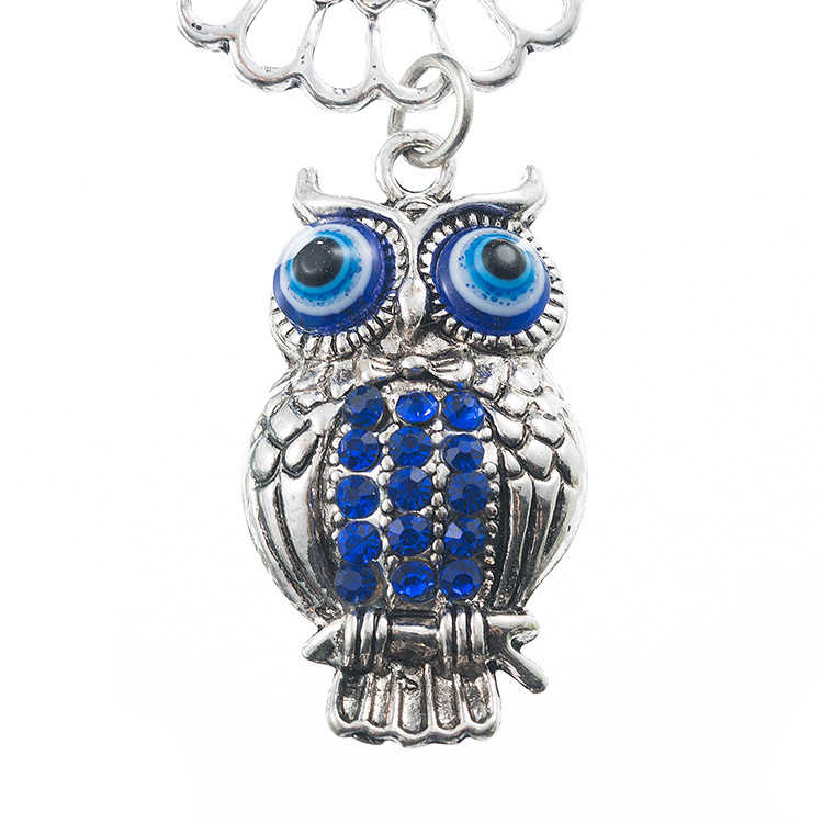 Cross-Border Hot Animal Blue Eyes Evil Eye Owl Metal Keychains Devil's Eye Automobile Hanging Ornament