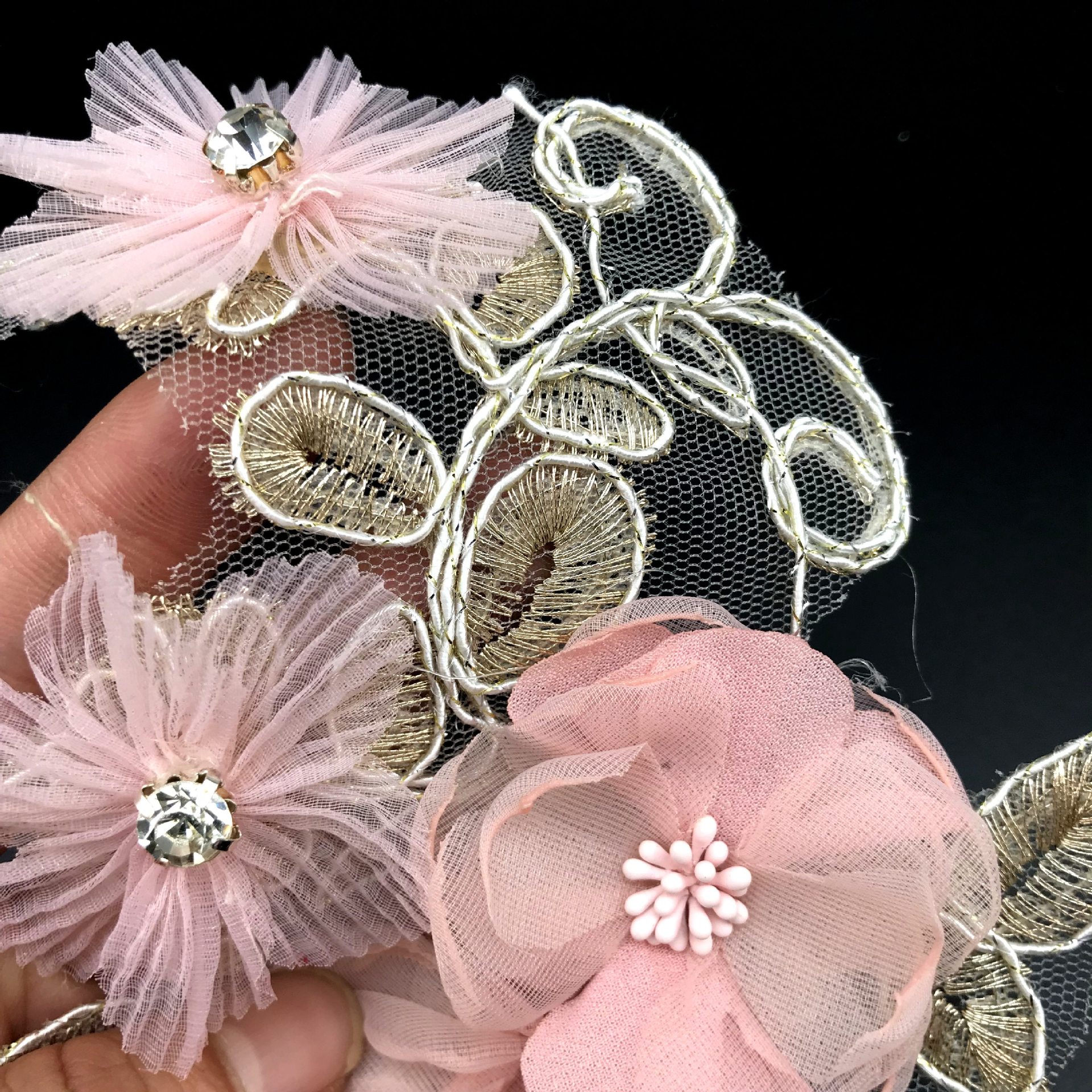 服装辅料_水溶车骨 手工立体钉珠花朵 礼服婚纱diy饰品花 服装辅料 - 