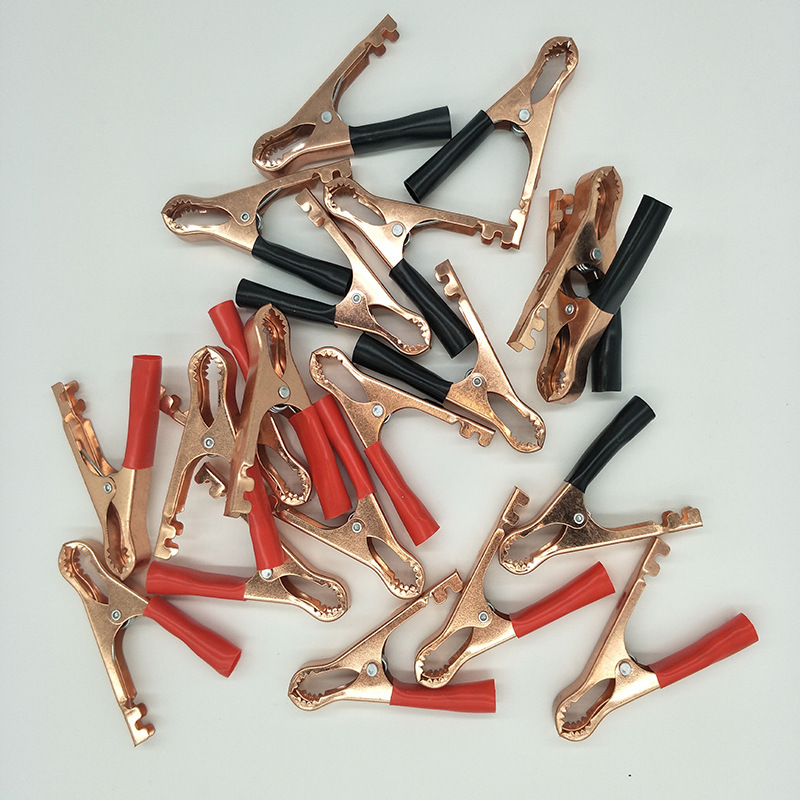 厂家直销大中小电瓶夹鳄鱼夹带红黑鱼夹子50a100a电瓶夹子