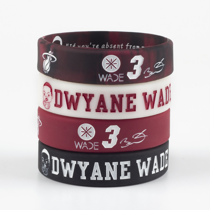 篮球运动腕带韦德3号头像励志版签名硅胶手环wade手带闪电侠手圈