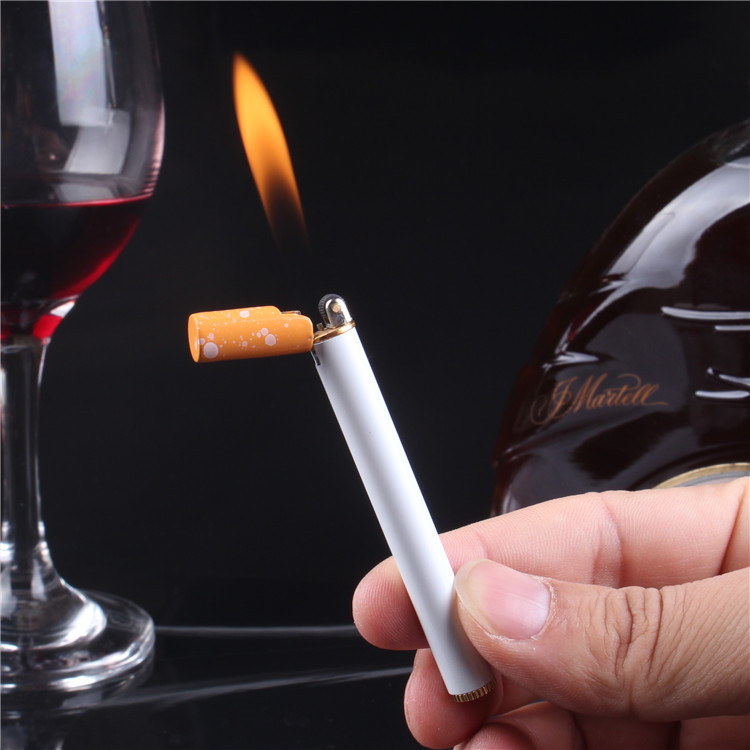 跨境电商货源 新奇特迷你香烟打火机 创意砂轮明火充气打火机礼品