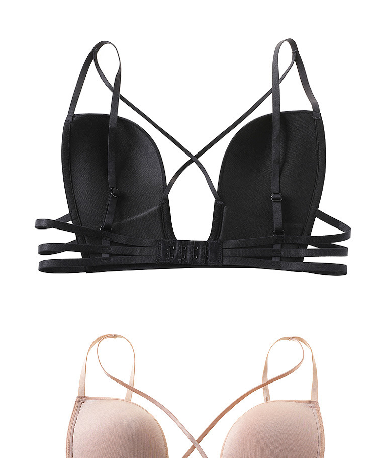 u型文胸低心位美背无钢圈 聚拢提胸婚纱内衣性感胸罩